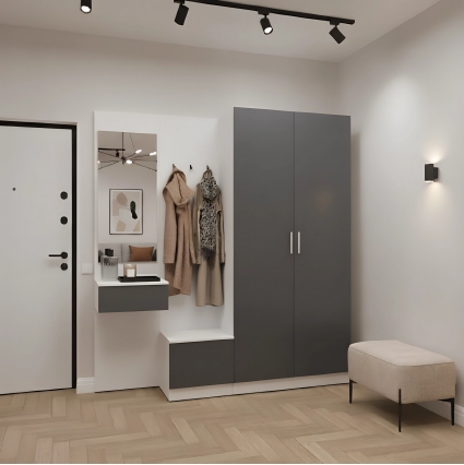 Набор мебели для прихожей "Марсель-107" МР 01-107 В2160 Ш2000 Г420 (ЛДСП Графит серый)